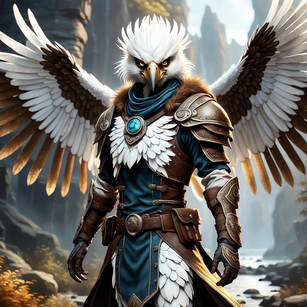 Feathered Anthropomorphic Rogue with Wings, Fantasy Art