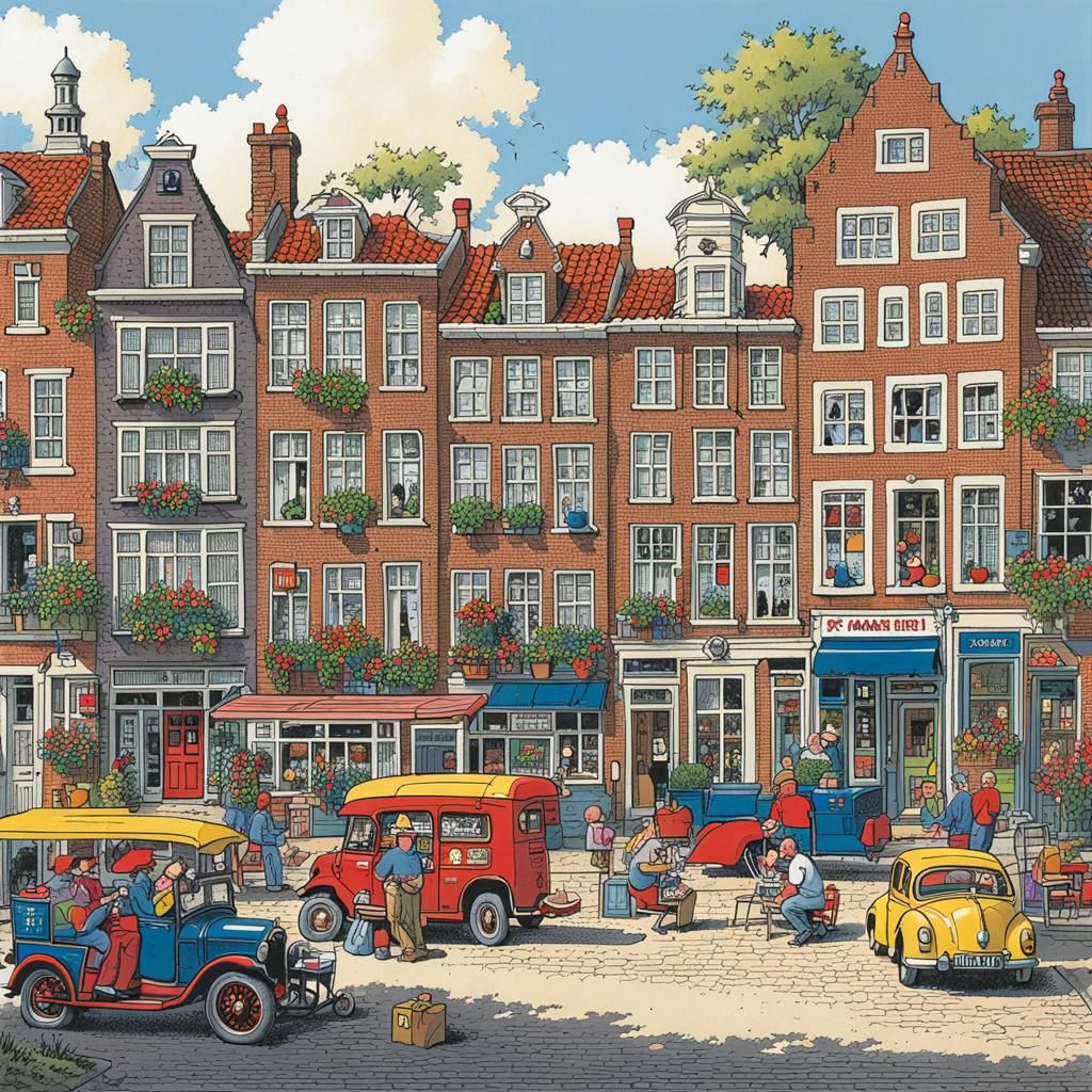 Humorous Chaotic Scene in Cartoon Style