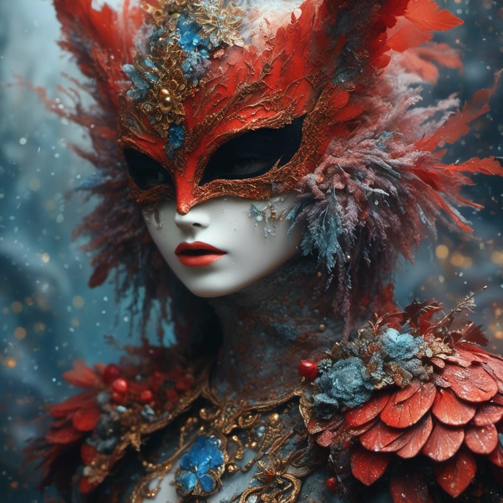 Solar Shadow Mask Portrait in Ethereal Fantasy Style