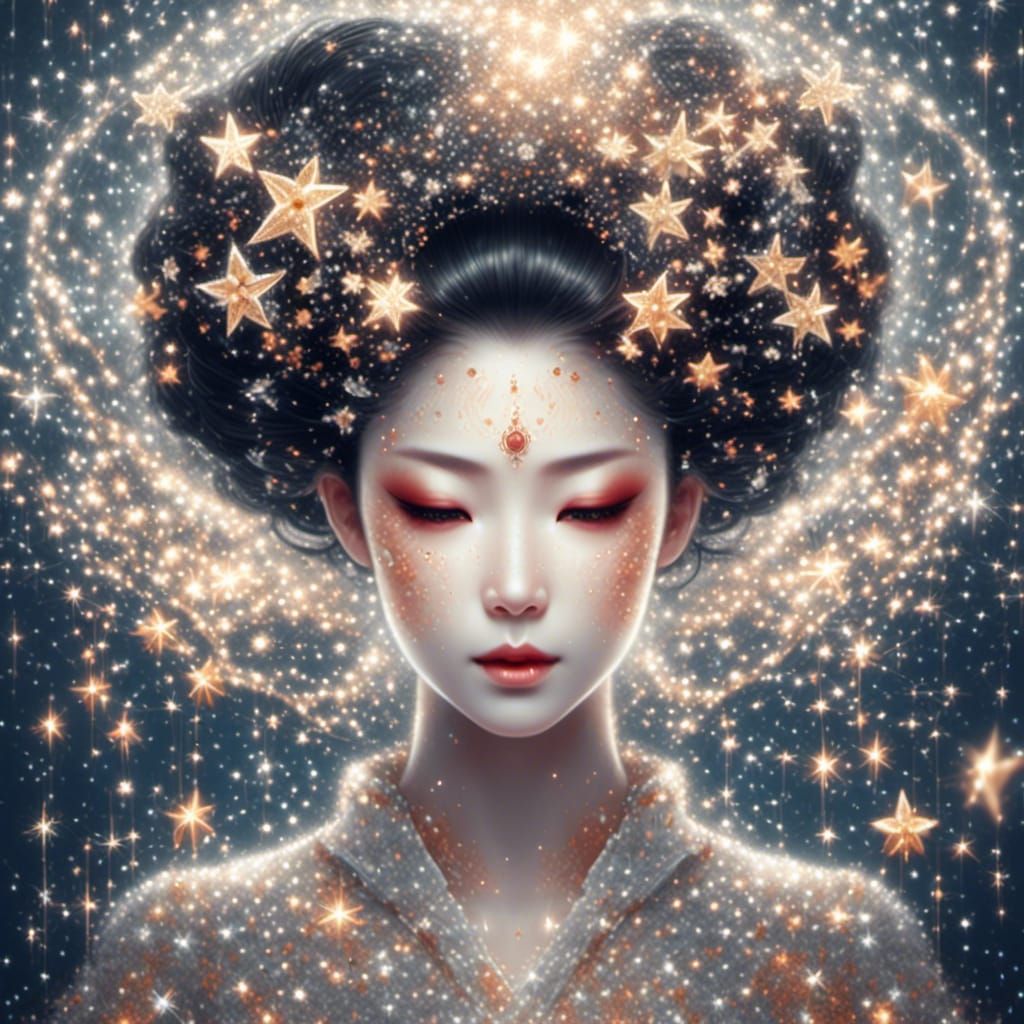 Ethereal Geisha Made of Stars