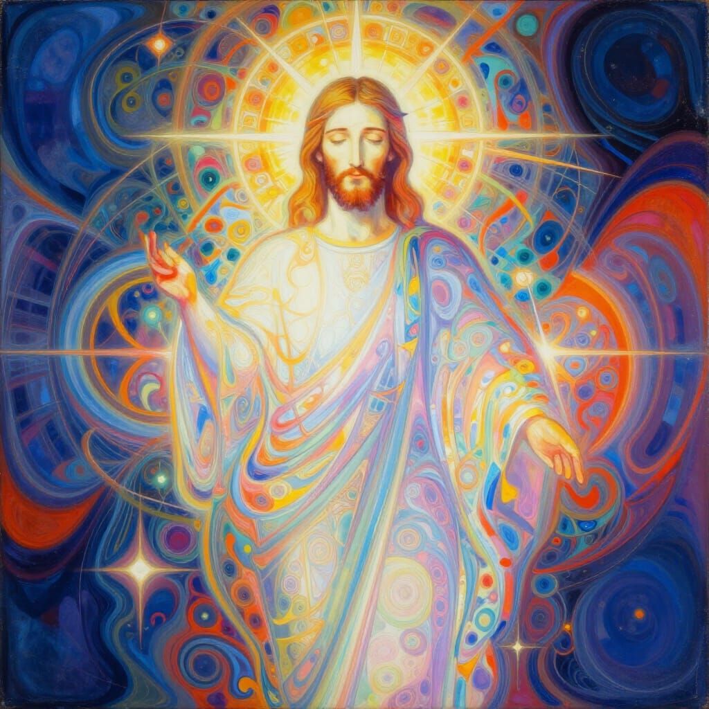 Abstract Jesus Christ Artwork with Ethereal Glow