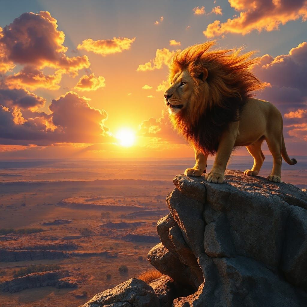 Majestic Lion King of the Blazing Savannah