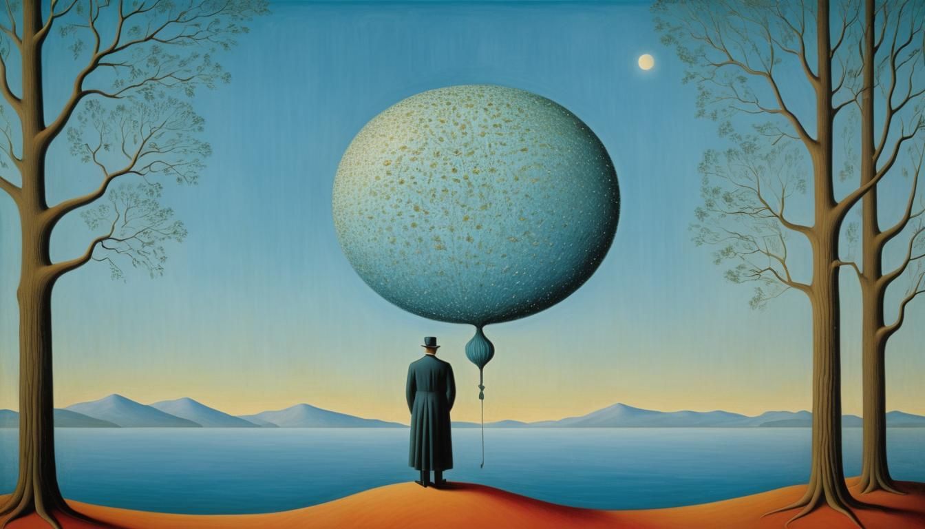 Surreal Night and Day House as Oil Painting