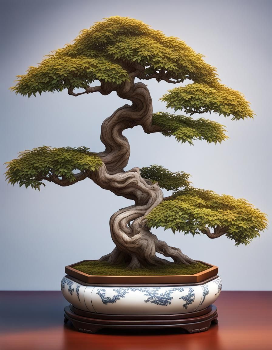 Intricate Chinese Bonsai Elm Tree in Imperial Palace