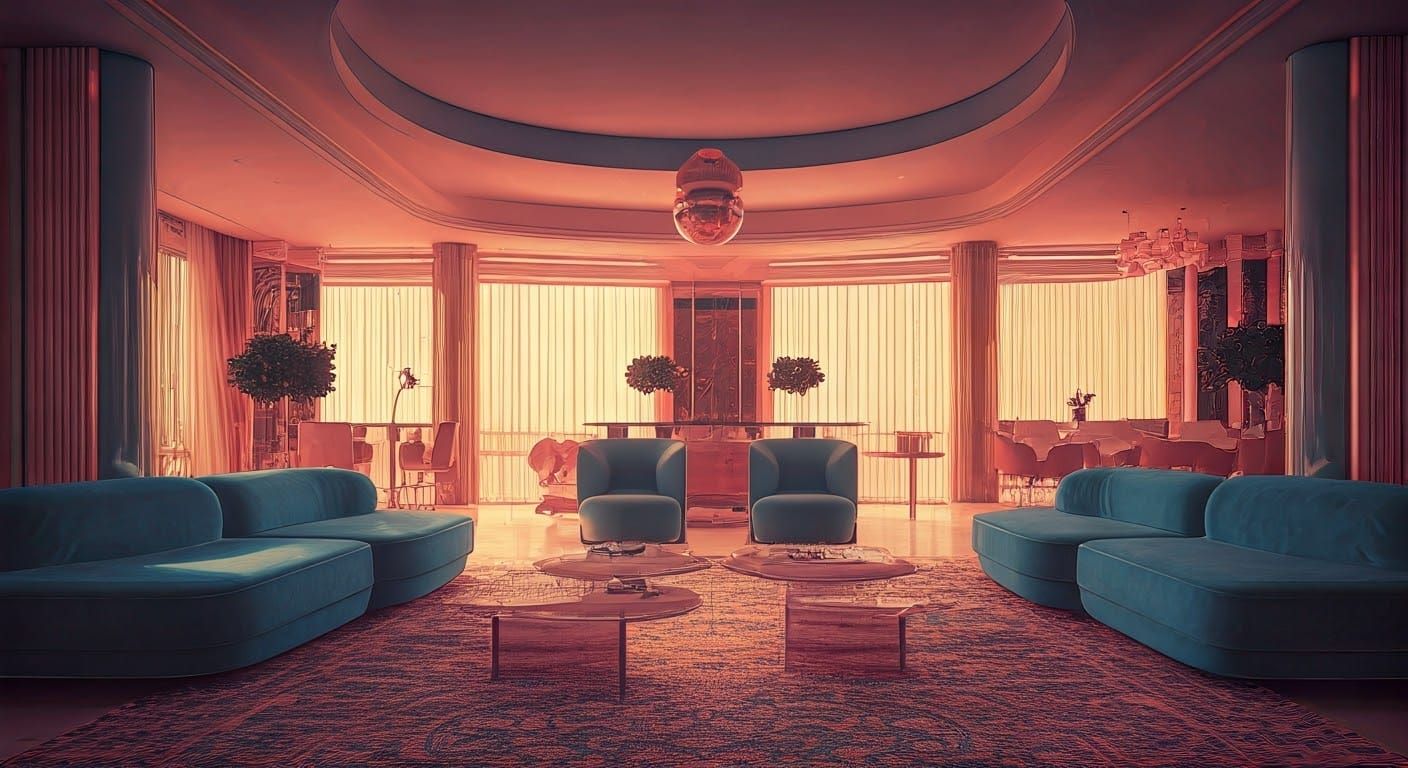 Sleek Futuristic Home in Warm Natural Light with Chrome Acce...