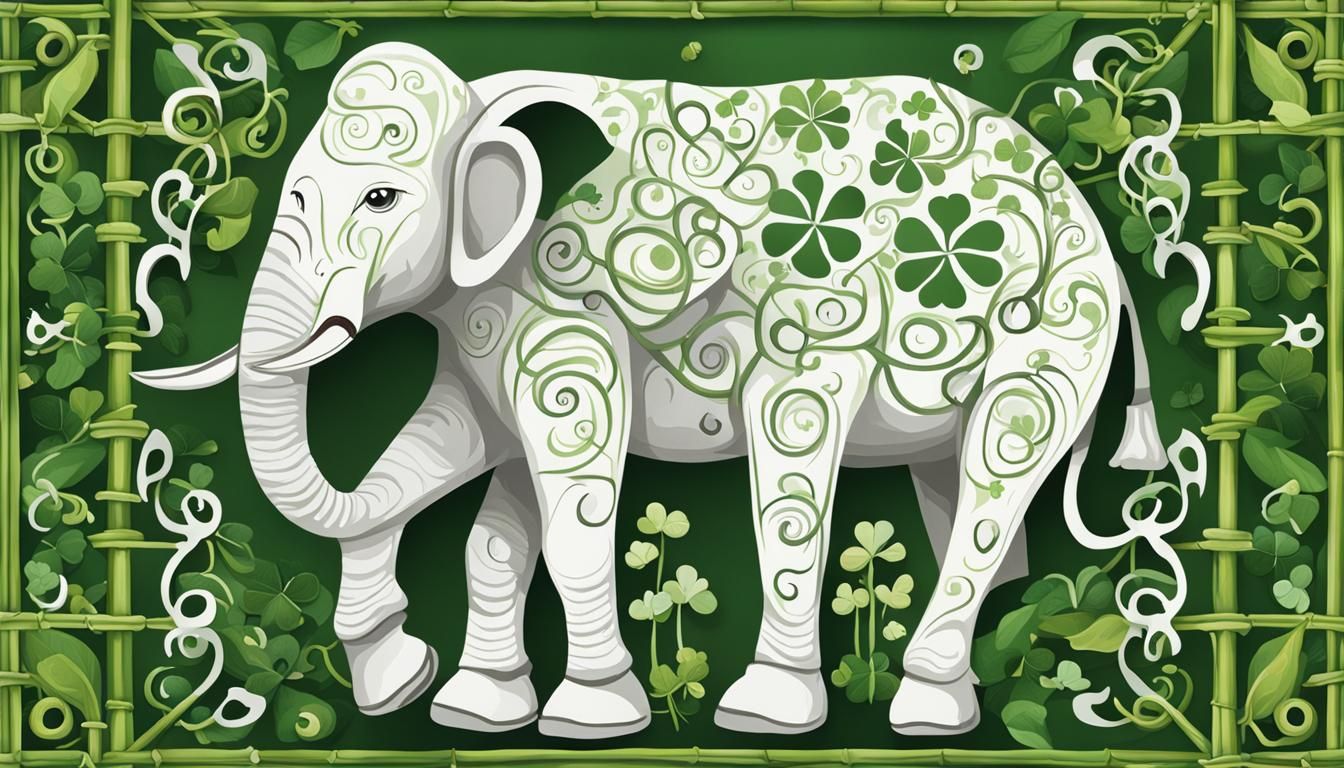 Whimsical Lucky Elephant in Bamboo Grove