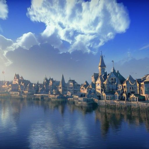 Medieval Victorian City Floating in Clouds