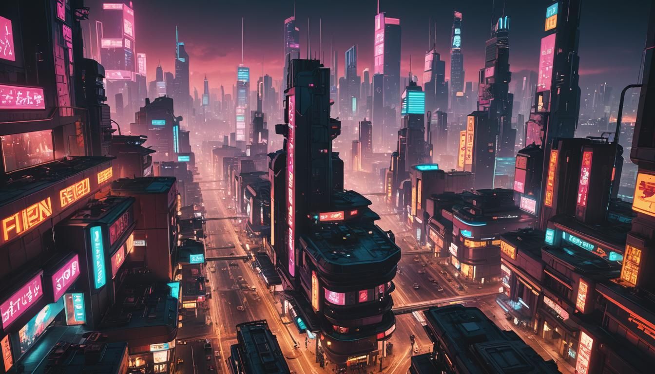 Futuristic Neon Cyberpunk Cityscape
