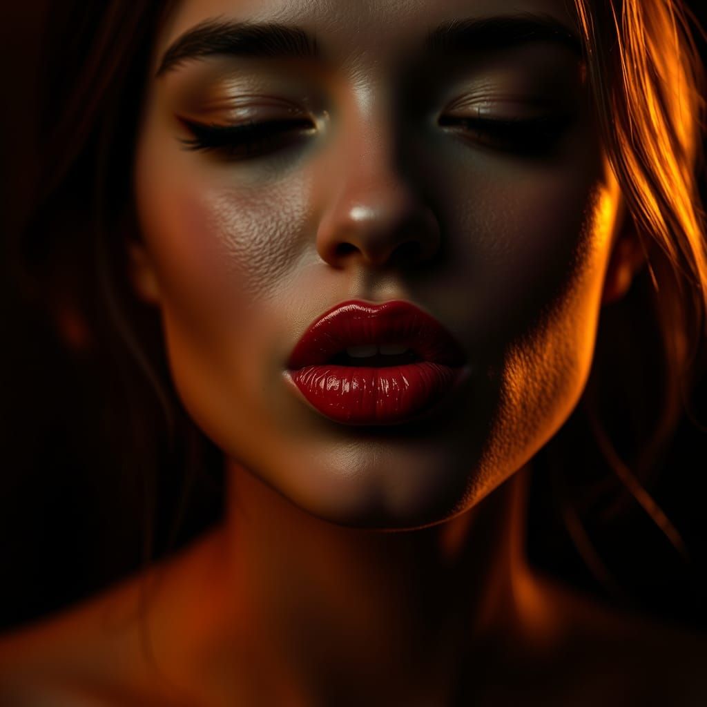 Woman with Luscious Lips Blowing a Kiss