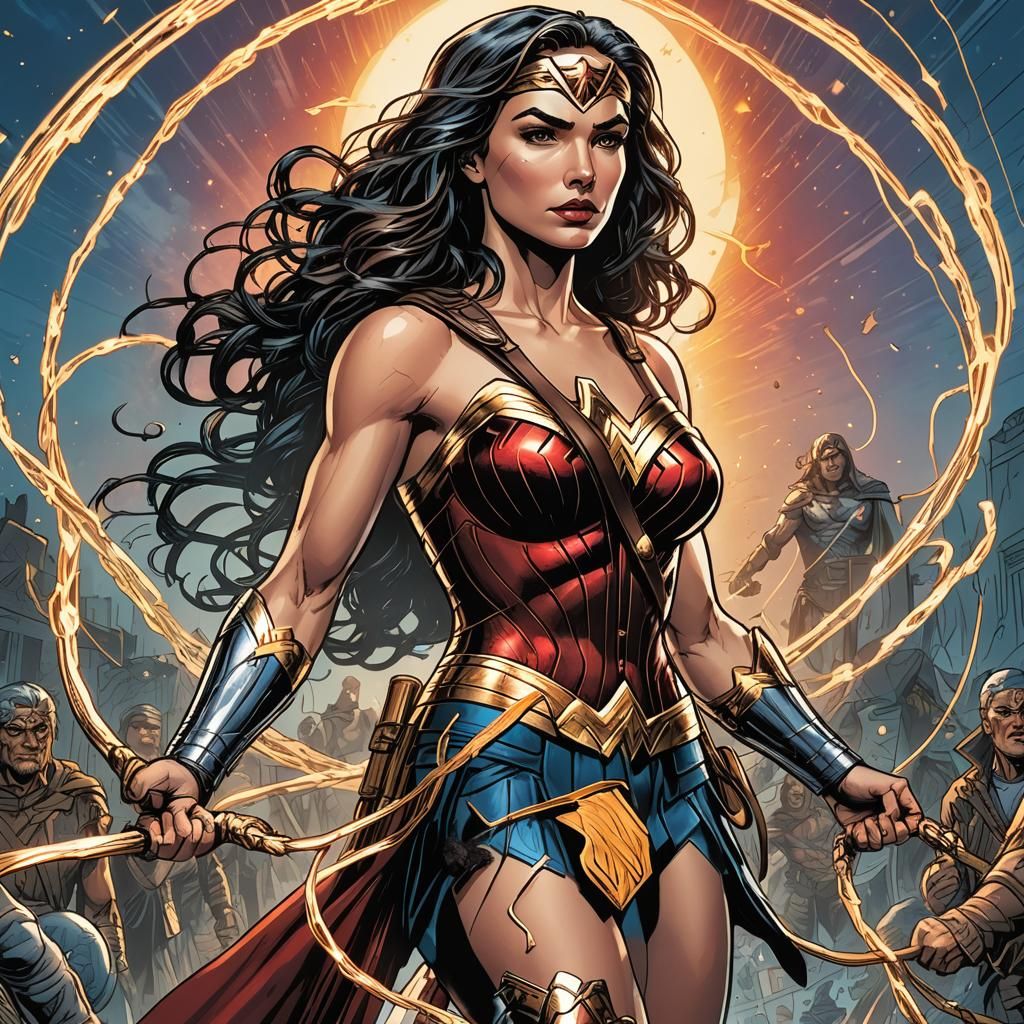 Wonder Woman Comic Book Art in Pop Art Style