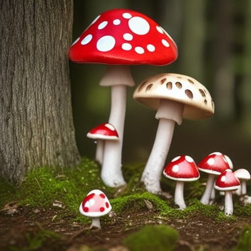 Fairies Dancing Under a Mushroom