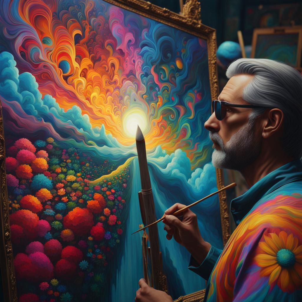 Psychedelic Painter Painting a Painter in 4K