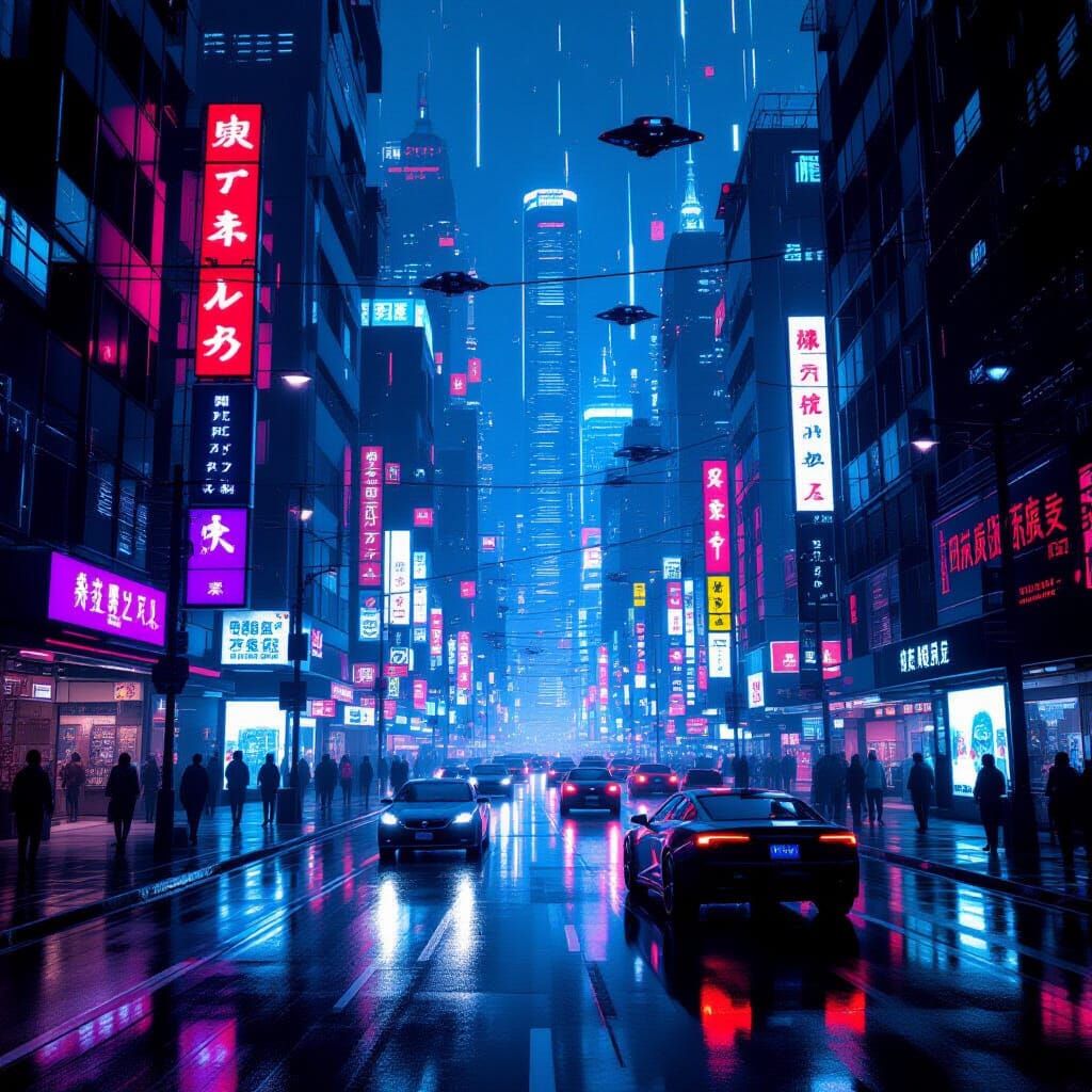 Neon Cyberpunk Metropolis Inspired by Blade Runner
