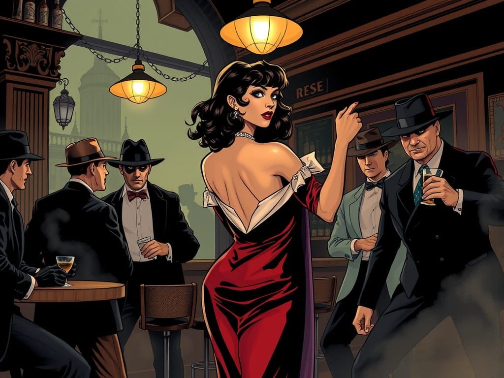 Film noir atmosphere, comic book style