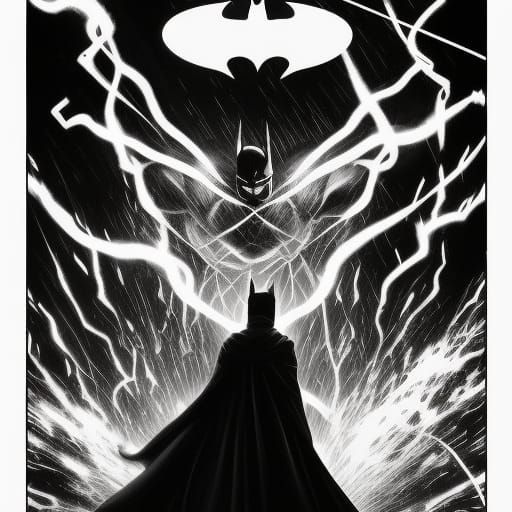 Batman in Fire: Black and White Comic Art