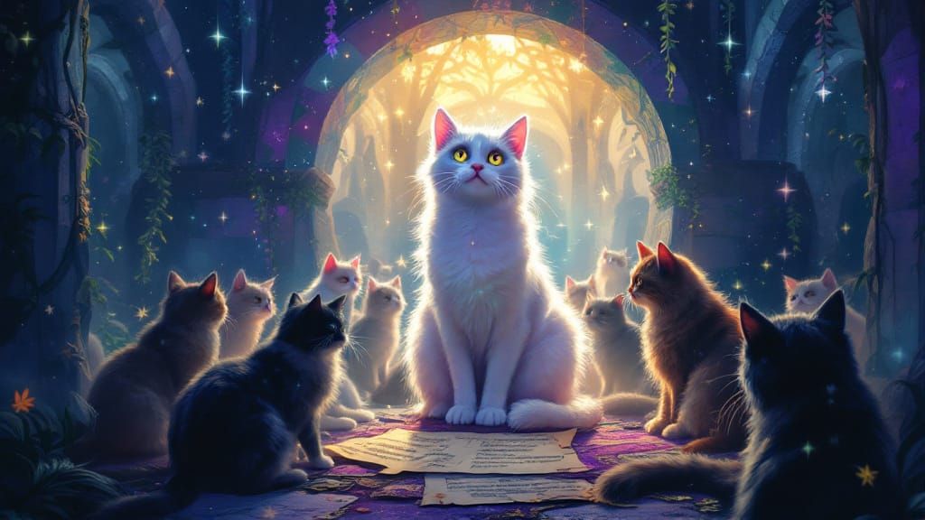 Mystical Cat Distribution Center Behind Twilight Veil