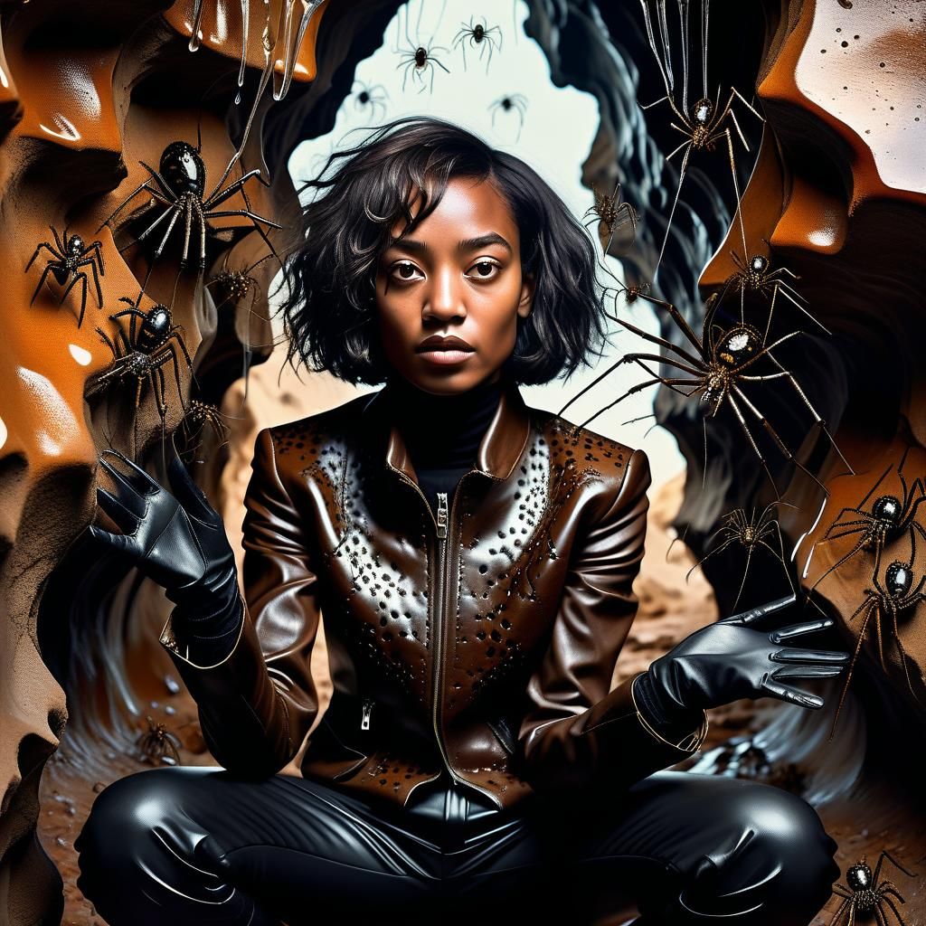 Spider Goddess in Surrealist Crystalline Cave