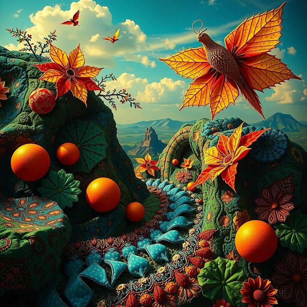 Exotic Flamboyant Patchwork with Fractal Angles and Fibonacc...