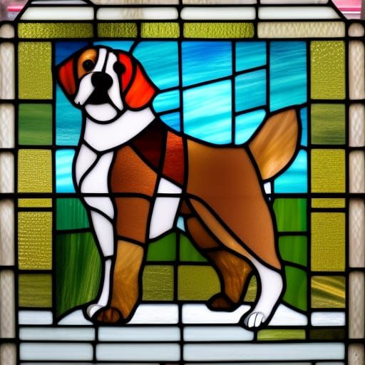Hyperrealistic Stained Glass Dog Art