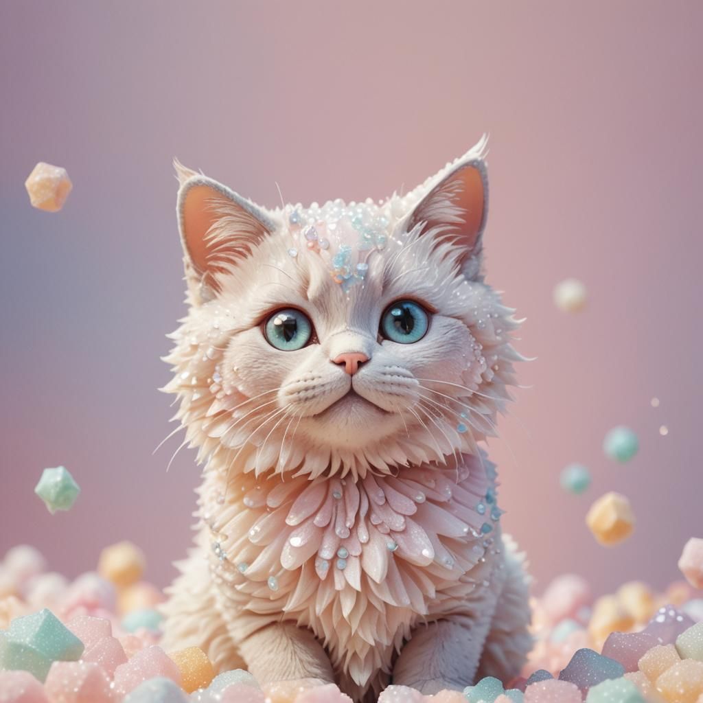 Sugar Cat Portrait in Anime Style