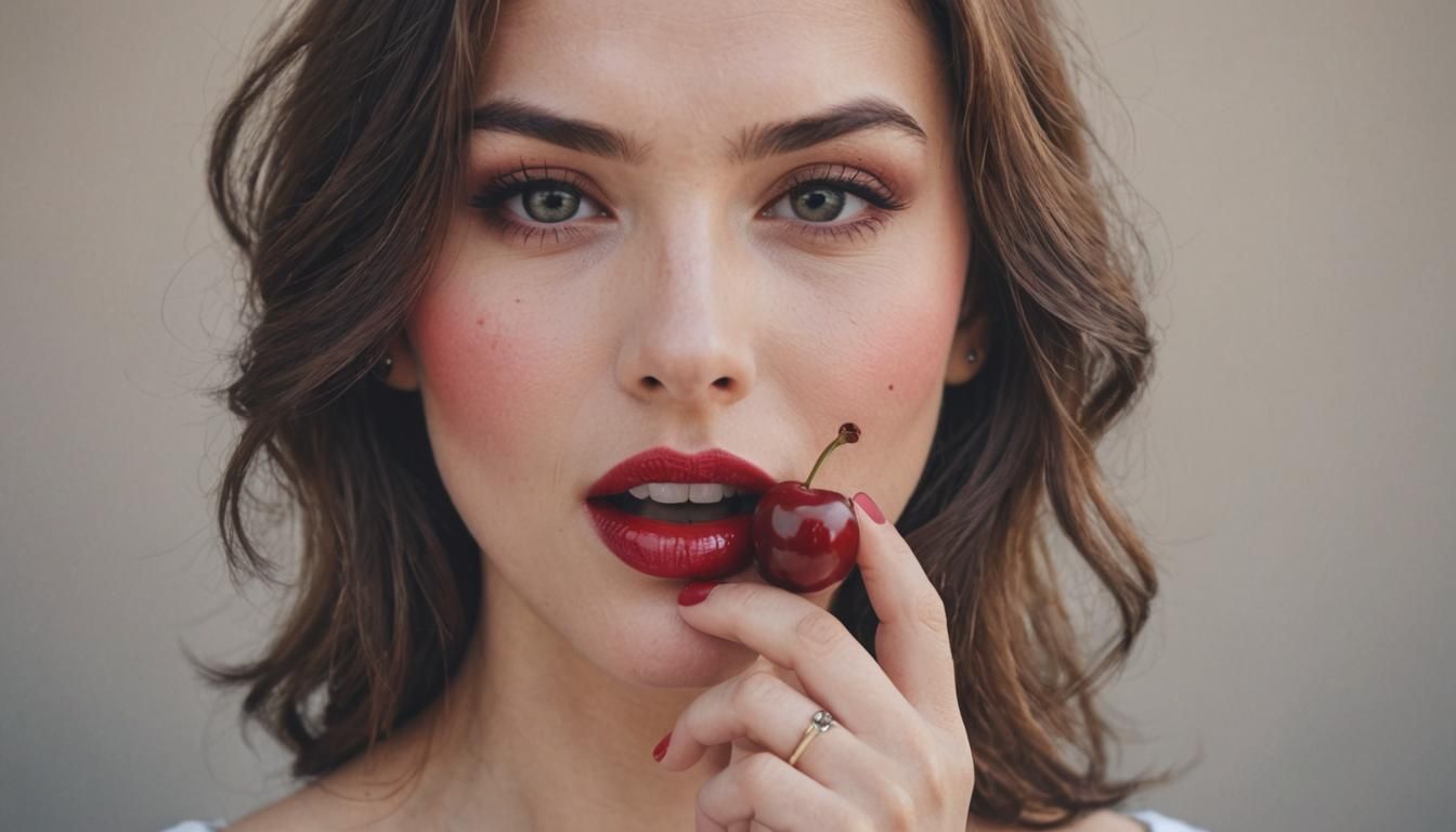 Cherry red lips