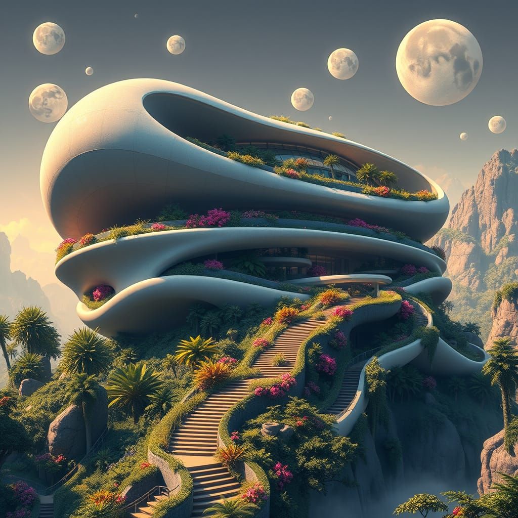 Organic Planet Office Building in a Studio Ghibli-Inspired S...