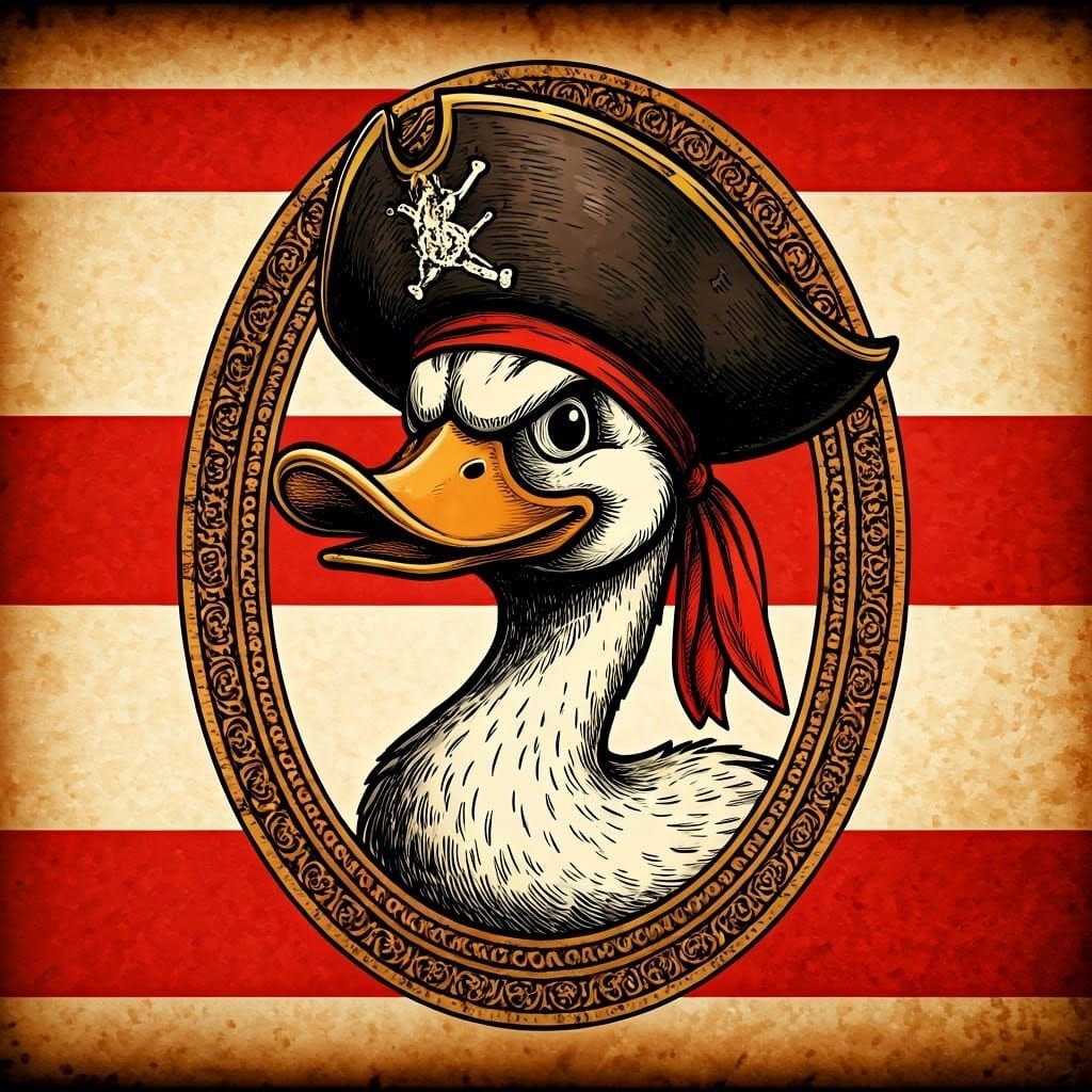 Pirate Duck Flag Illustration
