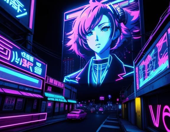 Anime Synthwave Neon Retro Scene