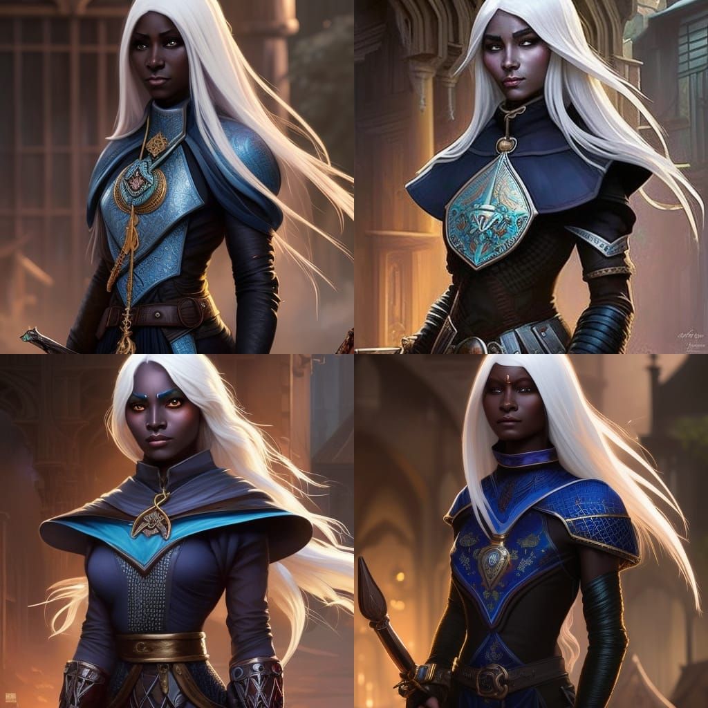 Stunning Drow Mage Portrait in Art Nouveau Style