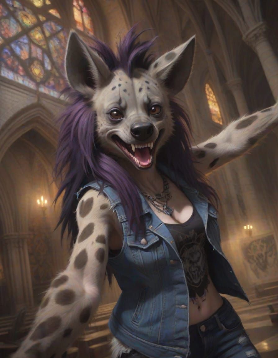 Stunning Furry Goddess in Desecrated Cathedral