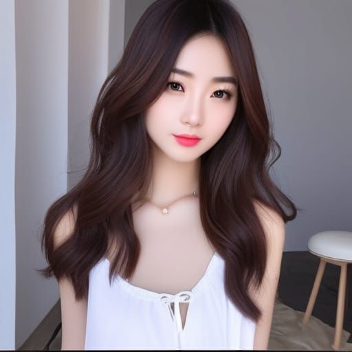 Beautiful Chinese Girl in White Tank Top