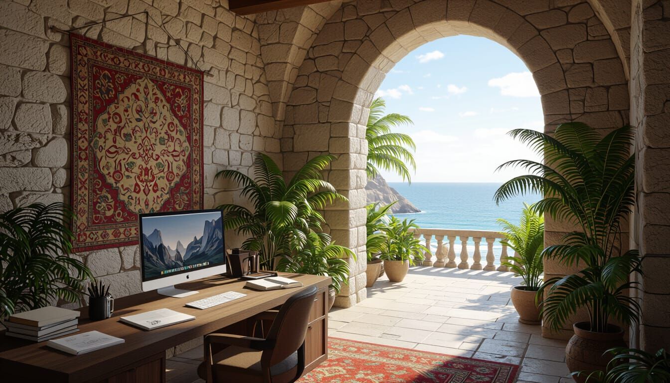 Work Desk in Castle Hall with Ocean View