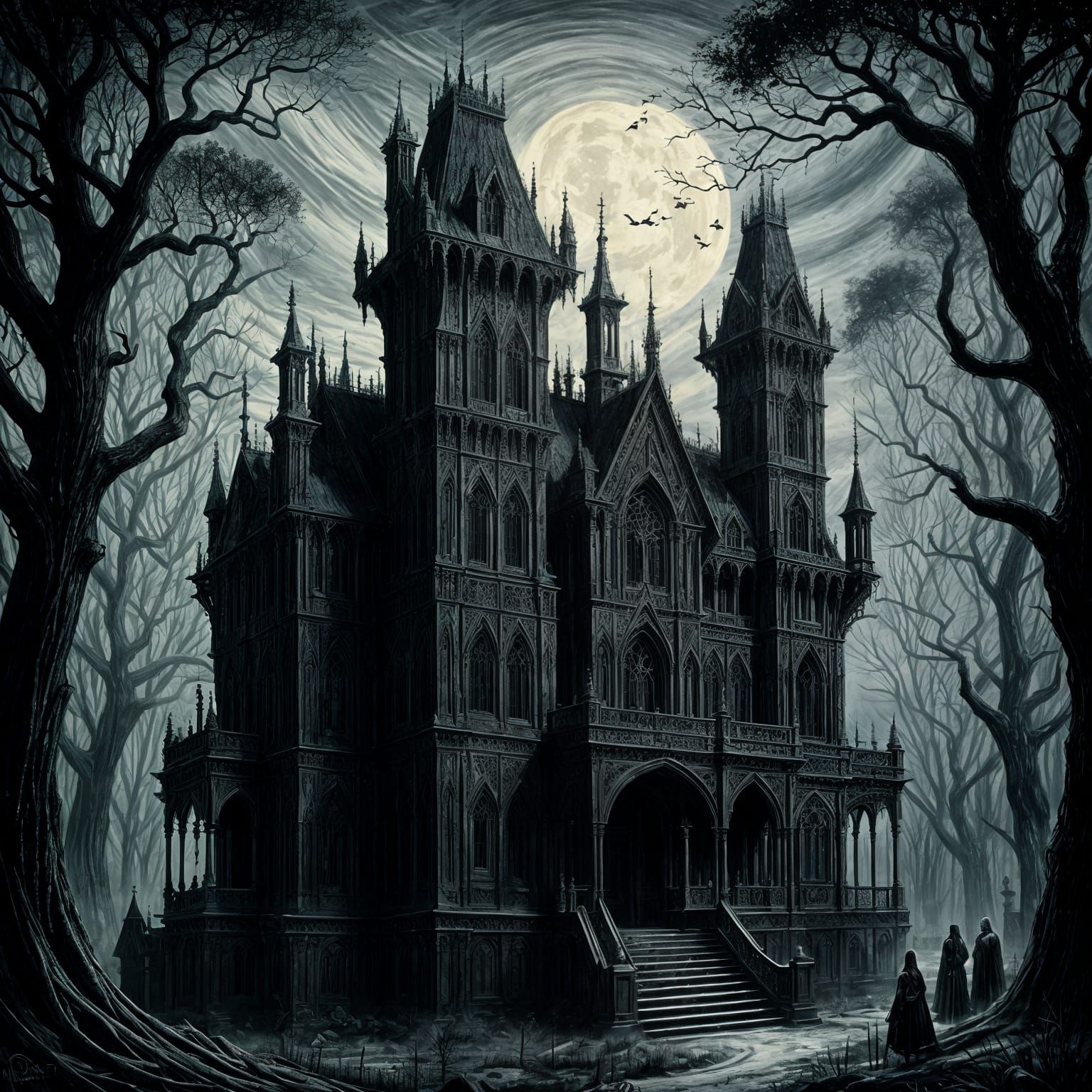 Gothic Haunted Mansion in Shadow