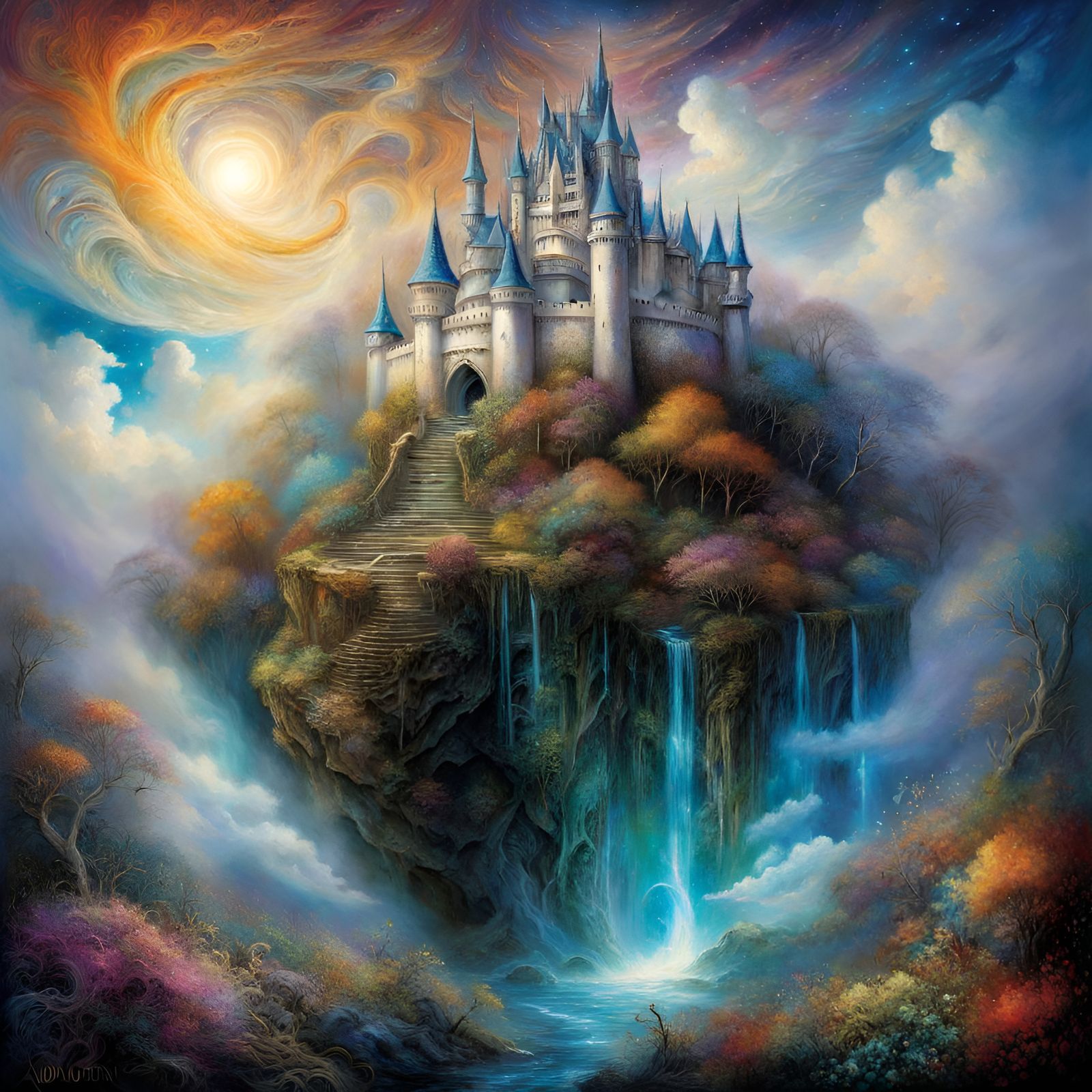 Fairytale Castle Bursting From Magical Book in Splash Art
