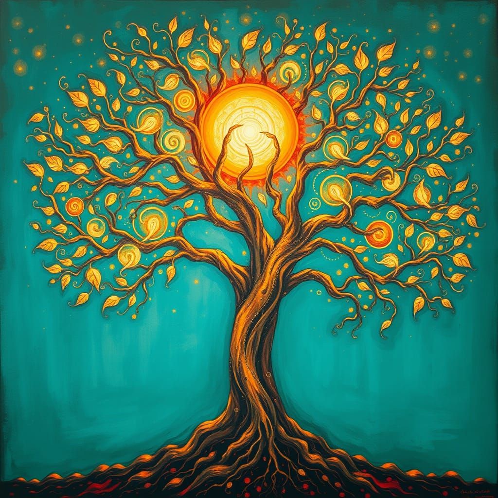 Tree of Life Radiates Vitality and Protection in Vibrant Tur...