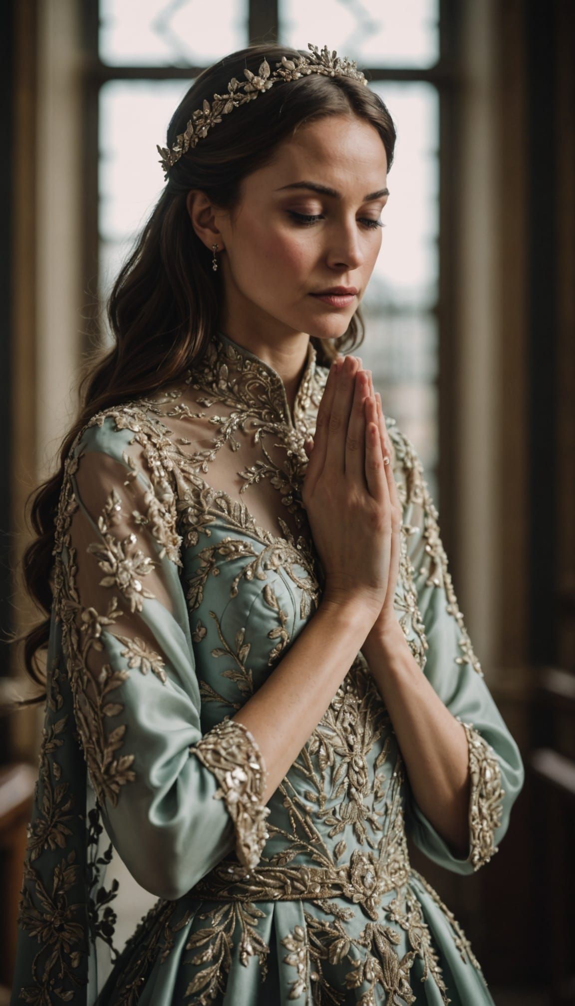 Elegant Woman in Luxurious Haute Couture Attire