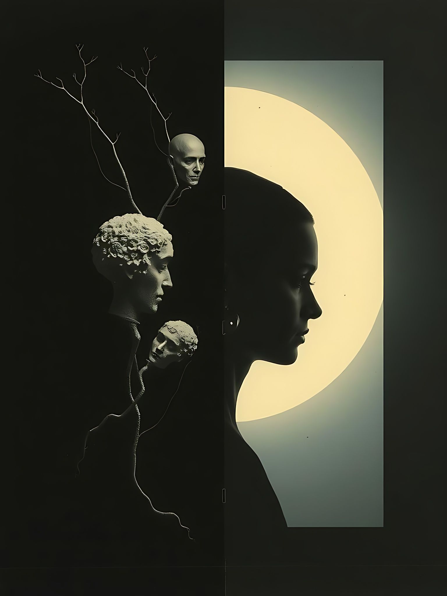 Surreal Collage of Light and Darkness