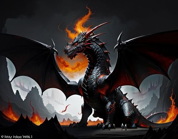 Majestic Dragon in Dynamic Fantasy Art Style