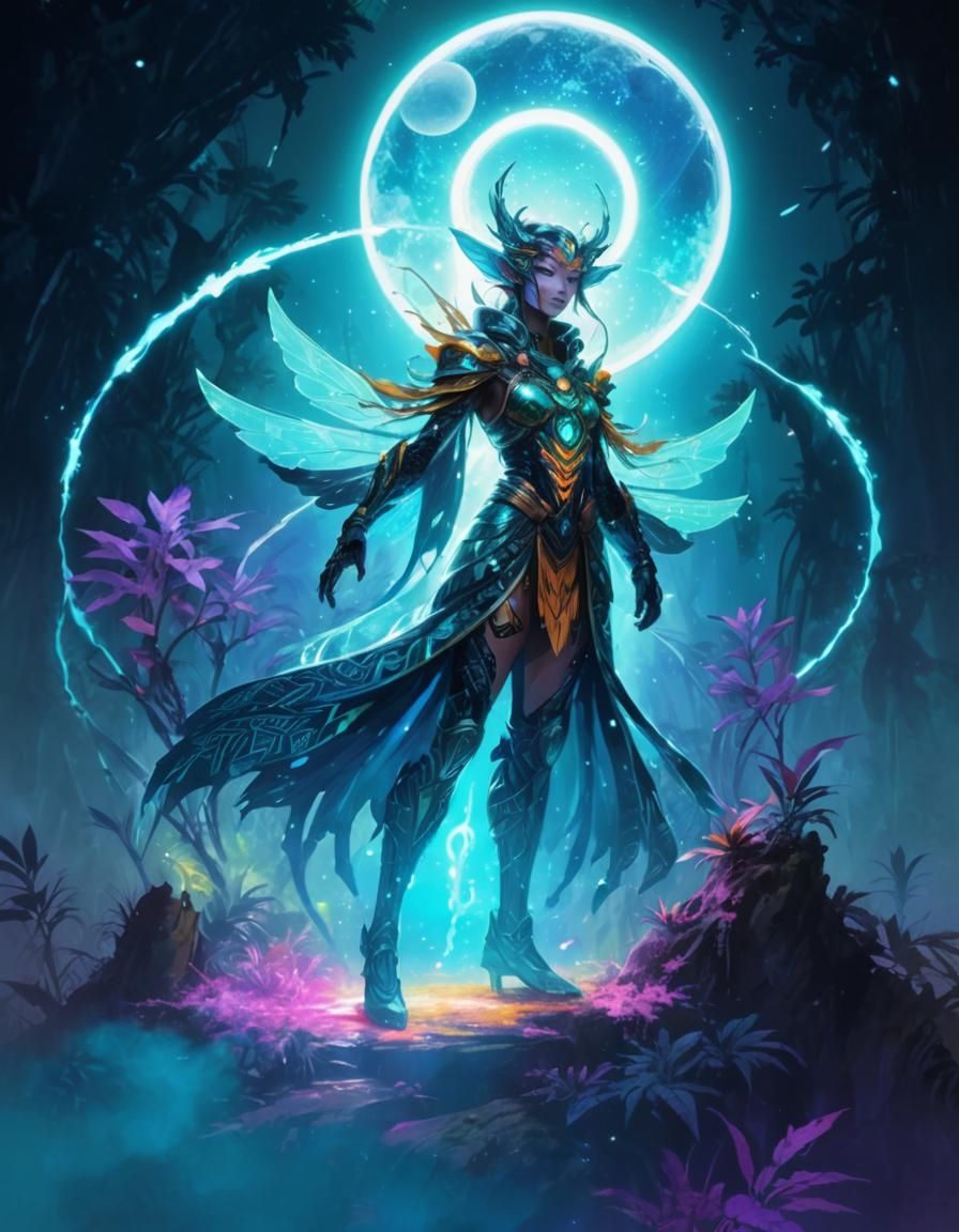 Alien Fairy in Jungle, Digital Painting