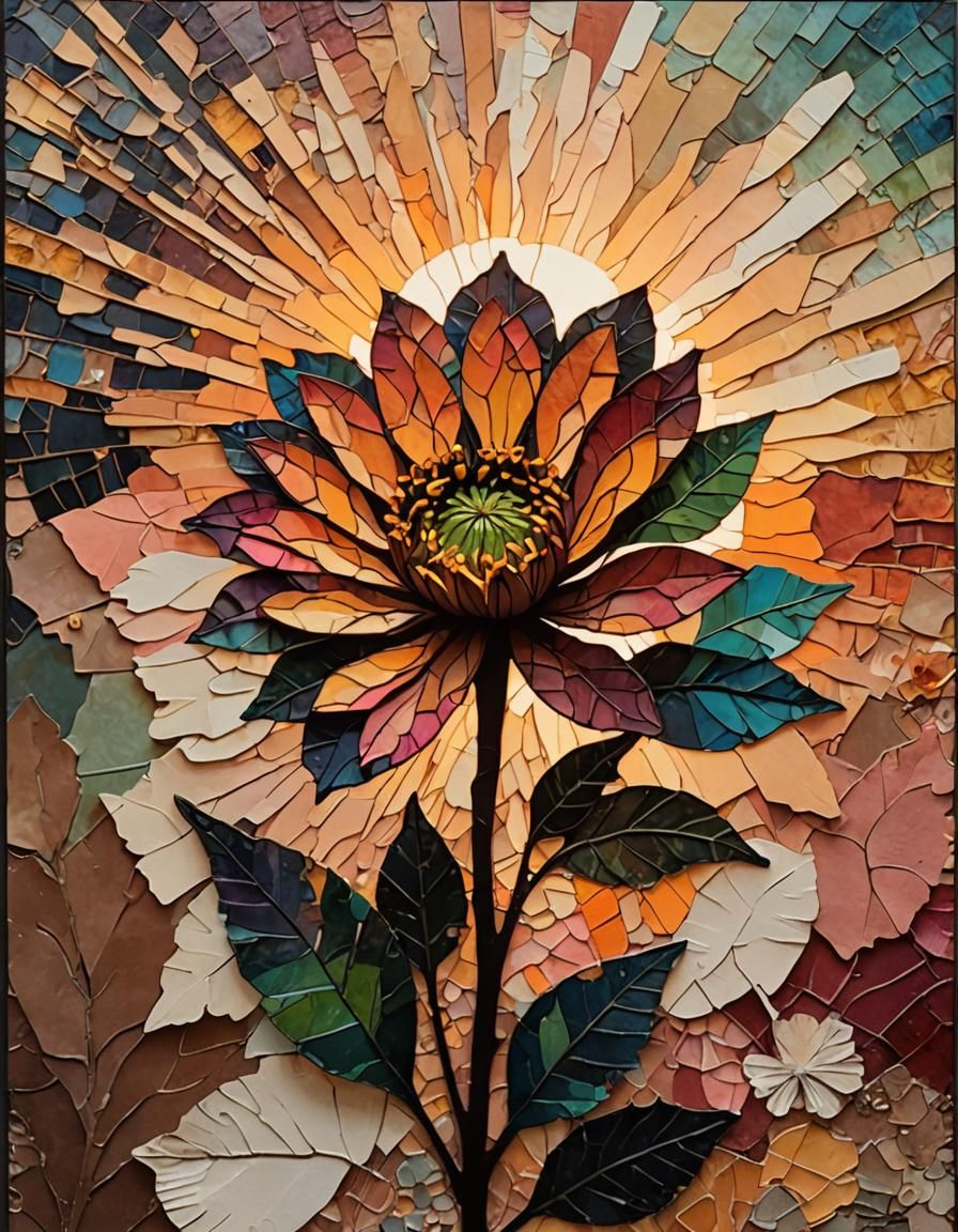 Sunset Flower Collage in Vik Muniz Style
