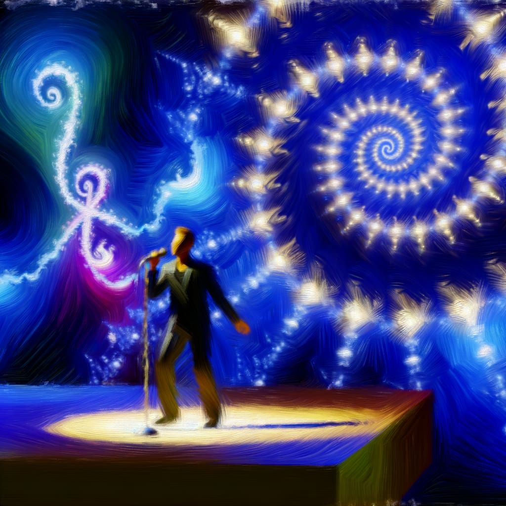 Soulful Music Stage with Volumetric Lighting as Impasto