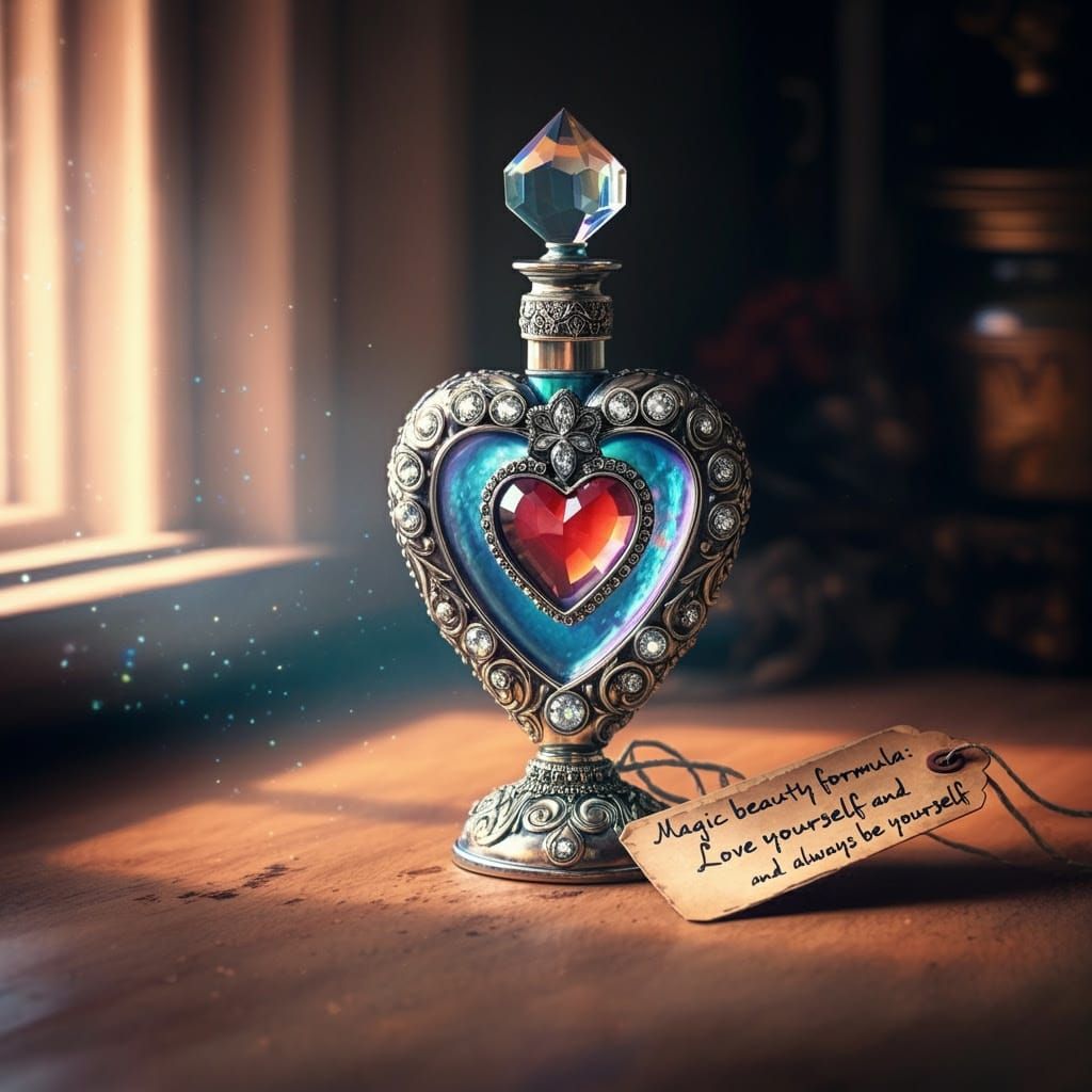 Whimsical Bohemian Perfume Bottle in Ethereal Light