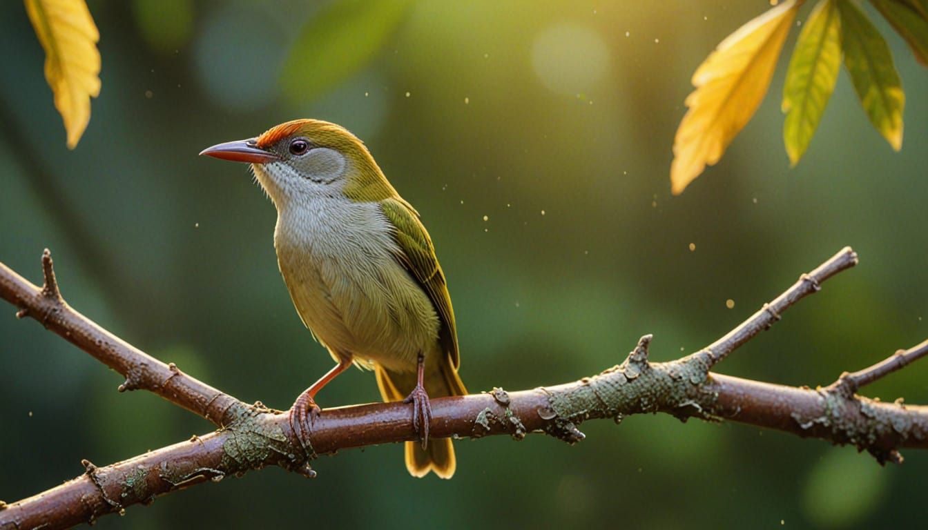 Cambodian Tailorbird: Vibrant Plumage in Splash Art
