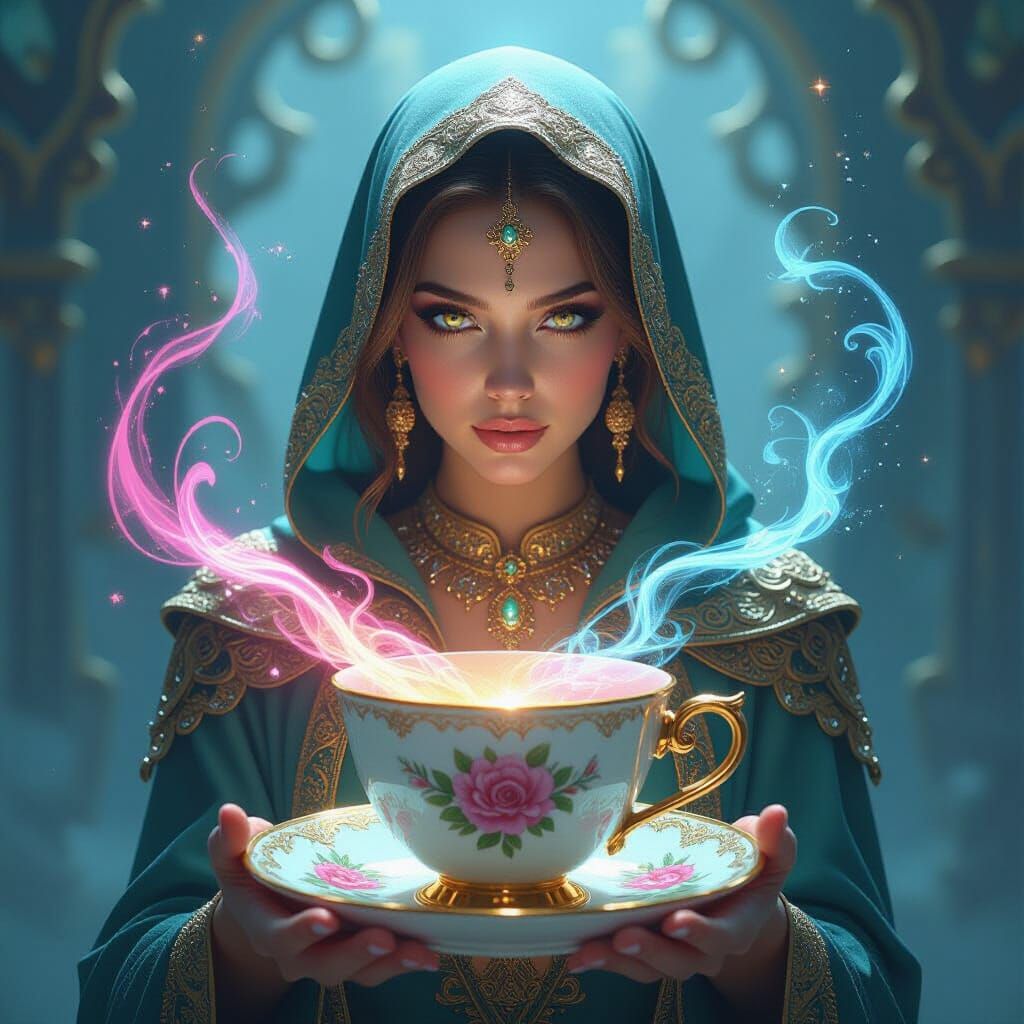Goddess in Teacup with Magical Energies