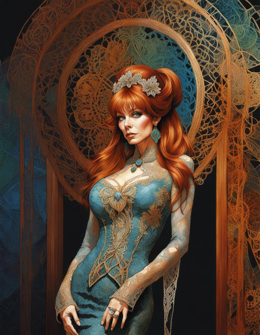 Intricate Line Art of Cassandra Peterson in Lace