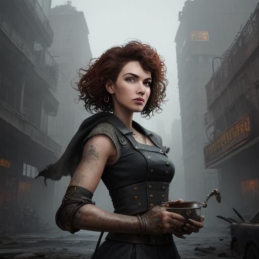 Barista Model in Dystopian Setting: Hyperrealistic Concept A...