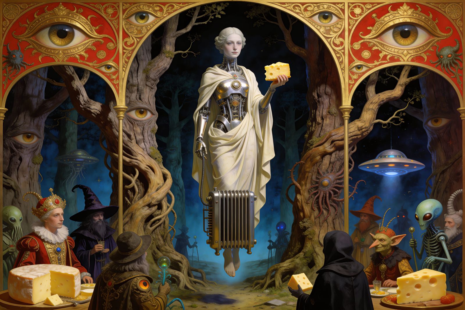 Eerie Post-Apocalyptic Wonderland with Floating Figures and ...