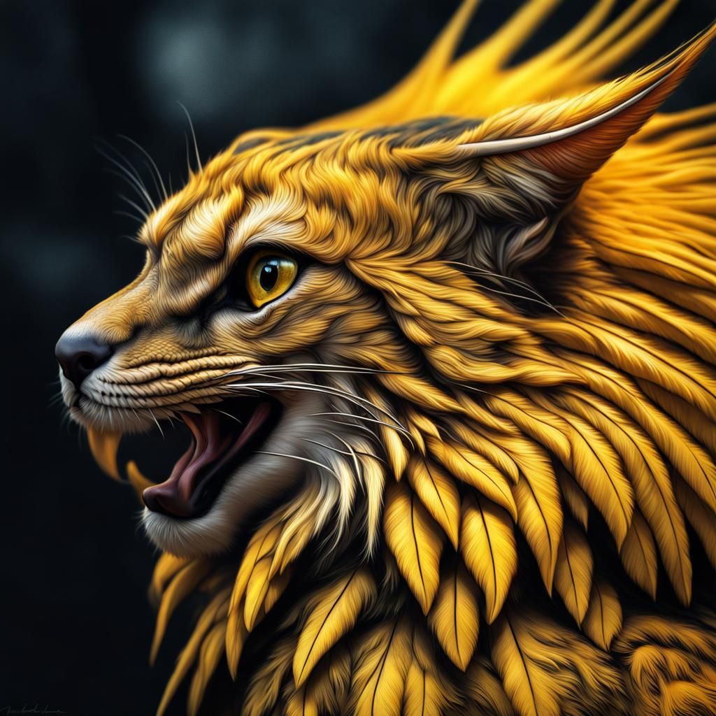 Hybrid Wildcat Phoenix Creature in HDR