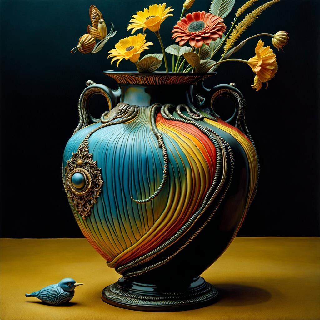 Surreal Clay Vase with Intricate Details