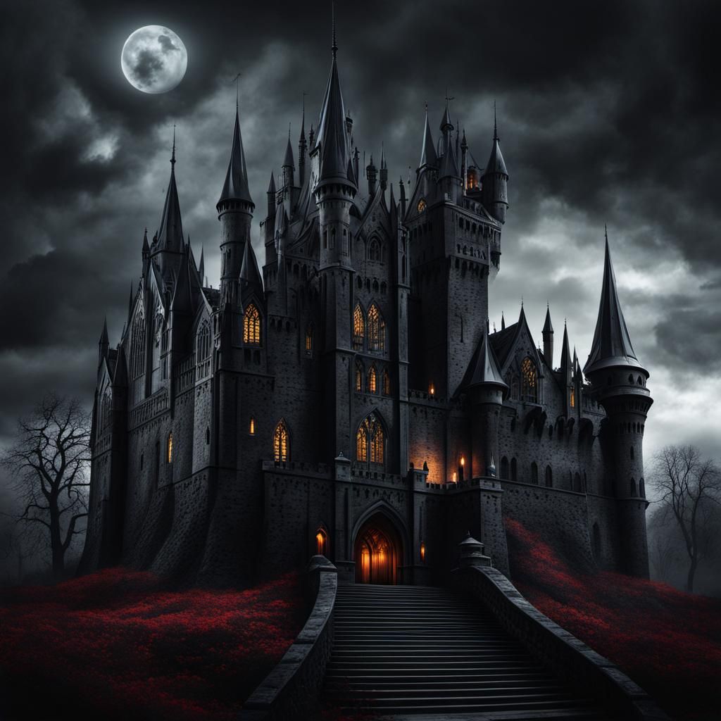 Dark Gothic Castle in Shadow